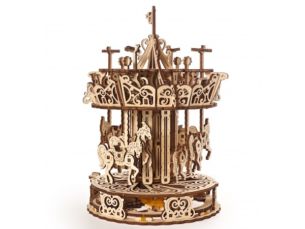 Ugears-wooden-toy-decoration-funny-puzzle-3D-carousel-song-mechanica